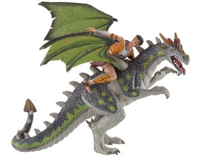 Bullyland 75587 Drak s jezdcem zelený