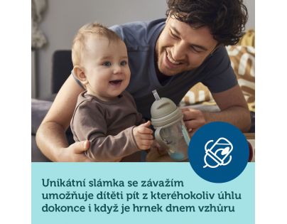 Canpol babies Nevylievací hrnček so slamkou a závažím Exotic Animals 270 ml žltý