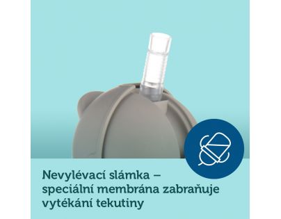 Canpol babies Nevylievací hrnček so slamkou a závažím Exotic Animals 270 ml žltý