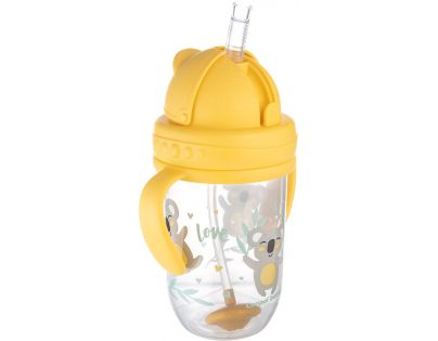 Canpol babies Nevylievací hrnček so slamkou a závažím Exotic Animals 270 ml žltý