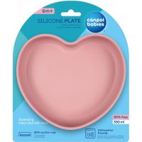 Canpol babies Silikónový tanier s prísavkou srdca ružový 3