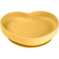 Canpol babies Silikónový tanier s prísavkou srdca žltý
