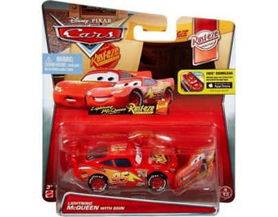 Cars 2 Auta Mattel W1938 - Lightning McQueen with sign