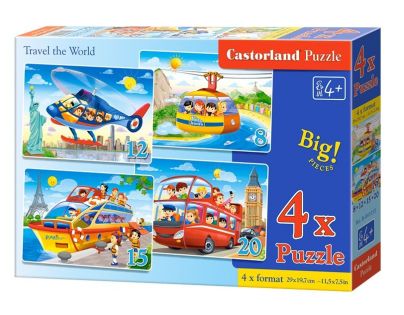 Castorland Puzzle 4 v 1 Cestovanie po svete