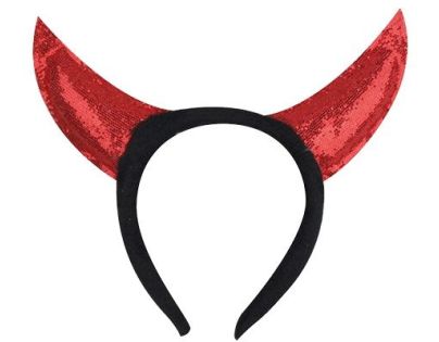 Čelenka s trblietkami Červená čelenka Diablové rohy