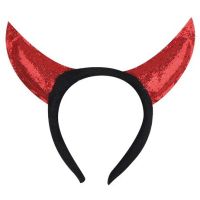 Čelenka s trblietkami Červená čelenka Diablové rohy