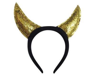 Čelenka s trblietkami Zlatá čelenka Diablové rohy