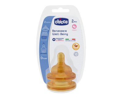 Chicco Cumlík na fľašu fyziologický kaučukový Stredný prietok 2 ks