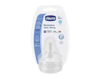 Chicco Cumlík na fľašu fyziologický silikónový Normálny prietok 2 ks