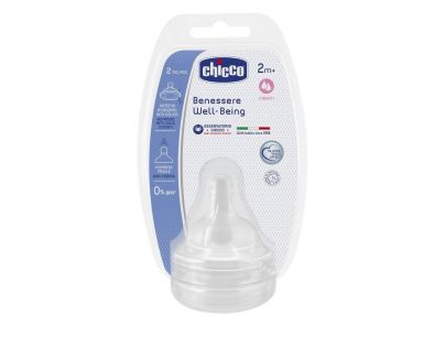 Chicco Cumlík na fľašu fyziologický silikónový strednej prietok 2 ks