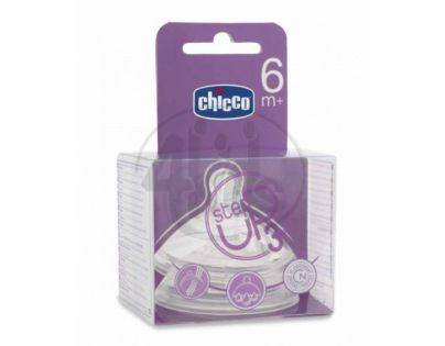 CHICCO 60075 Dudlík silikon Step Up, 3 dírky, 6m+, 2 ks