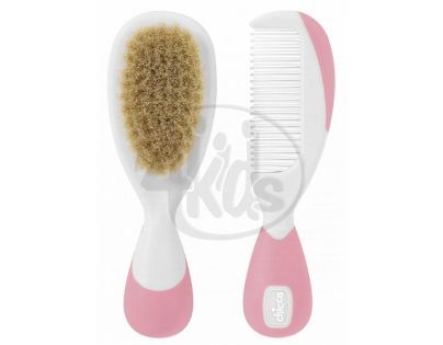 CHICCO 66003.31 Hřeben a kartáč přírodní růžový