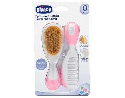 Chicco Hrebeň a kefa prírodný růžový