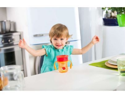 Chicco Hrnček 360 s držadlami 200 ml oranžový
