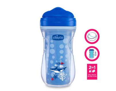 Chicco Hrnček Active termo s tvrdým náustkom 200 ml modrý žralok