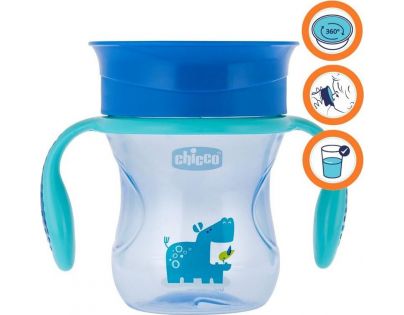 Chicco Hrnček Perfect 360 s držadlami 200 ml modrý 12 m+