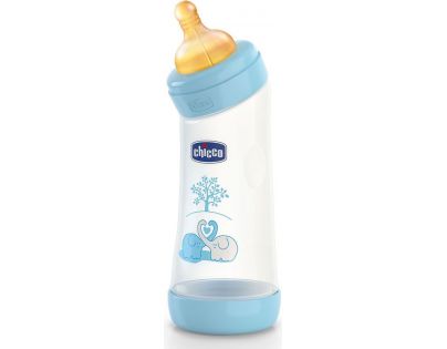 Chicco Láhev Angled polypropylen 250ml dudlík kaučuk 0m Sloni