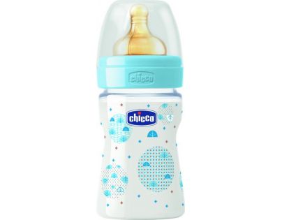 Chicco fľaša Well Being modrá kaučukový cumlík 150 ml