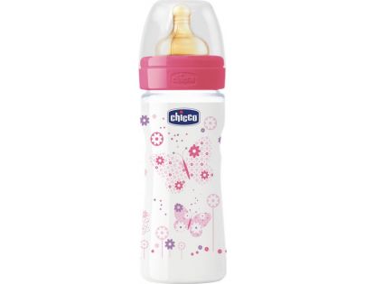 Chicco Fľaša Well-Being kaučukový dudlík strednej 250 ml ružová