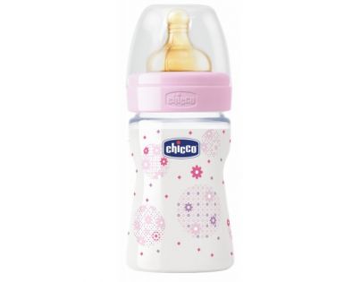 Chicco láhev polypropylen 150 ml dudlík kaučuk 0m Kvítek