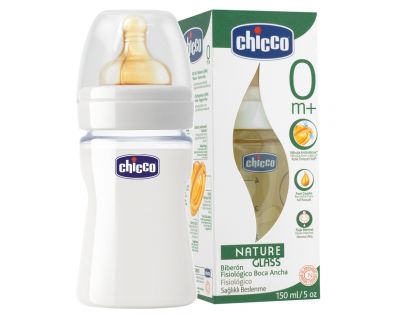 Chicco láhev sklo 150 ml dudlík kaučuk 0m