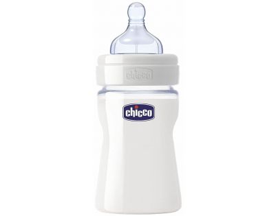 Chicco Fľaša Well Being sklenená so silikónovým cumlíkom biela 150 ml
