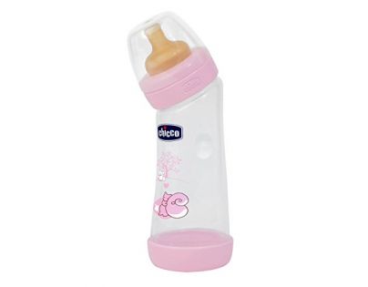 Chicco Fľaša Well Being zahnutá kaučukový cumlík ružová 250 ml