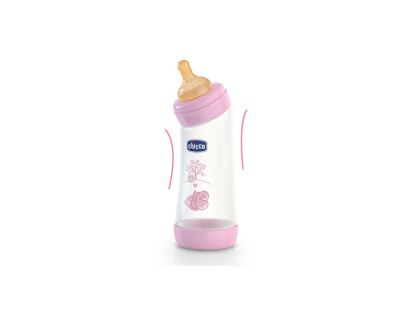 Chicco Fľaša Well Being zahnutá kaučukový cumlík ružová 250 ml