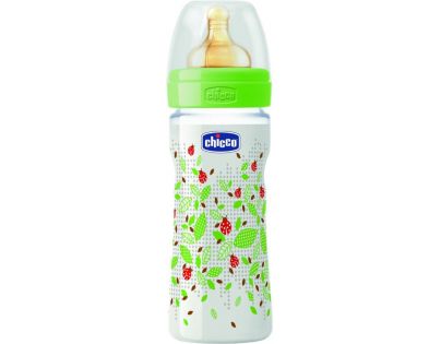 Chicco Fľaša Well-Being 250 ml kaučukový cumlík stredne zelená