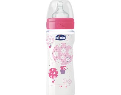 Chicco Fľaša Well Being 330ml ružová silikónový cumlík rychly