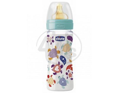 Chicco láhev polypropylen 250 ml dudlík kaučuk 2m Želvy