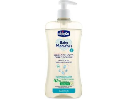 Chicco Baby Moments Šampón jemný na vlasy a telo s dávkovačom 500 ml
