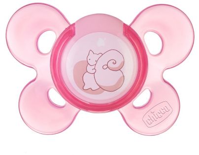 Chicco cumlík silikónový modrý/ružový s puzdrom 1 ks, 0m + - Růžový