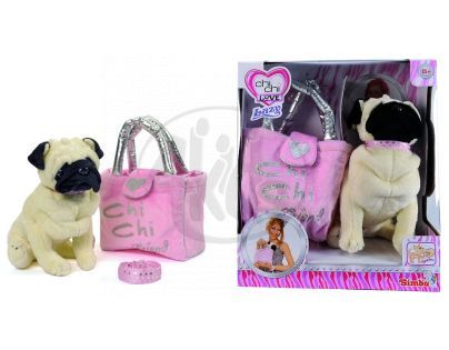 Chi Chi Love Pejsek mops Lazy 20cm s taškou