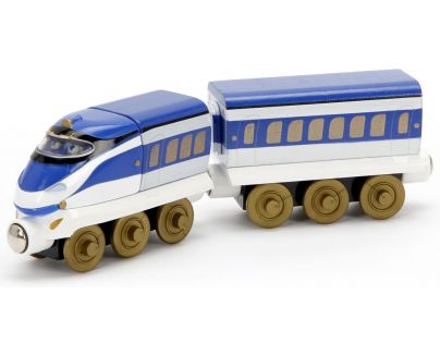Chuggington Dřevěná mašinka Hanzo s vagónem