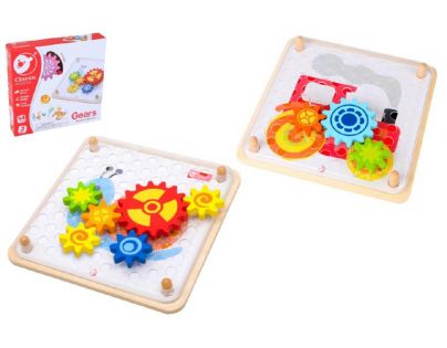Teddies Skladačka ozubené kolieska drevo