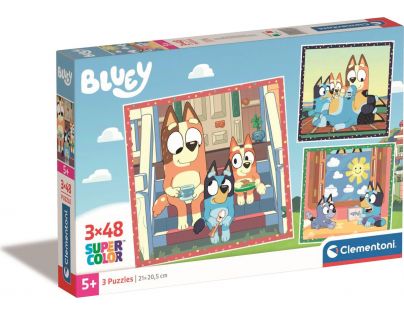 Clementoni Štvorcové puzzle 3 x 48 dielikov Bluey