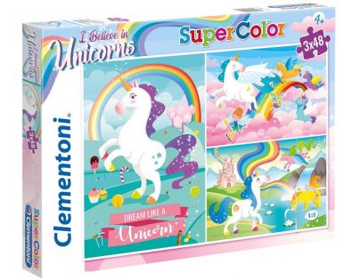 Clementoni Puzzle Supercolor 3 x 48 dielikov Jednorožec