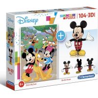 Clementoni Puzzle Supercolors 104 dílků 3D model Mickey Mouse Clementoni Puzzle Supercolors 104 dílků 3D model Mickey Mouse