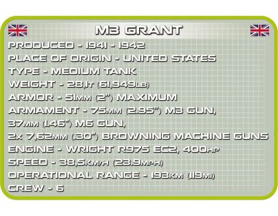 Cobi 2391 SMALL ARMY II WW M3 Grant, 555 k, 1 f