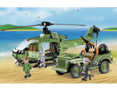 Cobi 24254 Jeep Willys MB s vrtulníkem