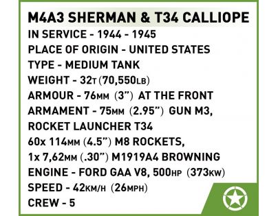 Cobi 2569 II. svetová vojna M4A3 Sherman with T34 Calliope executive edition