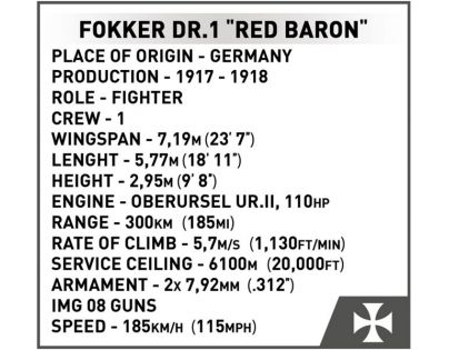 Cobi 2986 I. svetová vojna Fokker Dr. Aj Red Baron 178 dielikov Poškodený obal