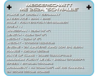 Cobi 5543 SMALL ARMY - II WW Messerschmitt ME 262A Schwalbe, 315 k, 1 f
