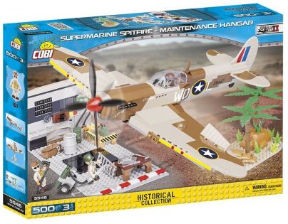 COBI 5546 II WW Supermarine Spitfire Hangár, 500 k, 3 f