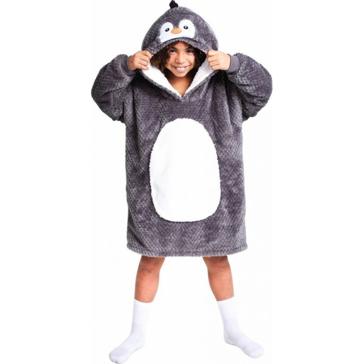 Cozy Noxxiez CH323 Tučniak hrejivá televízna mikinová deka s kapucňou pre deti 7 - 12 rokov