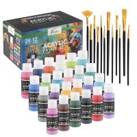 Craft Creative Sada malířskych akrylových farieb 24 ks + 12 štetcov