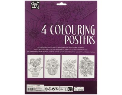 Craft Creative Vymaľovánky 4 obrázky a 10 pasteliek A4 fialové balení
