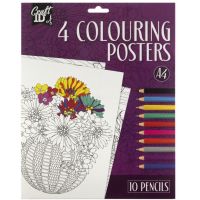 Craft Creative Vymaľovánky 4 obrázky a 10 pasteliek A4 fialové balení