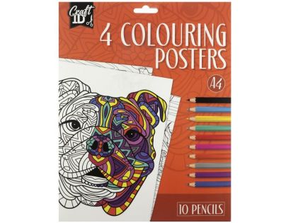 Craft Creative Vymaľovánky 4 obrázky a 10 pasteliek A4 oranžové balení